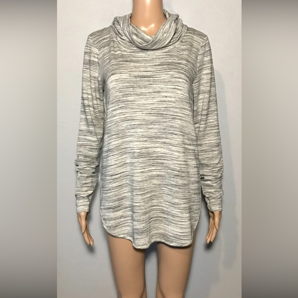 Loft Outlet Lounge Women's Blouse Size S Black White Cowl Neck Pullover Slouchy